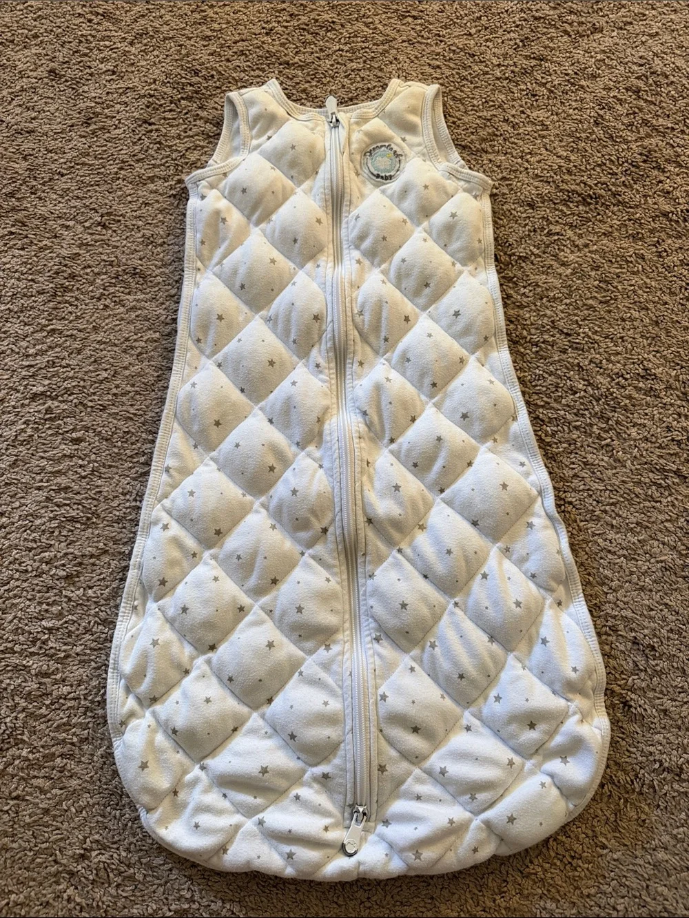 Quilted Star Sleep Sack - Cream with Silver Stars